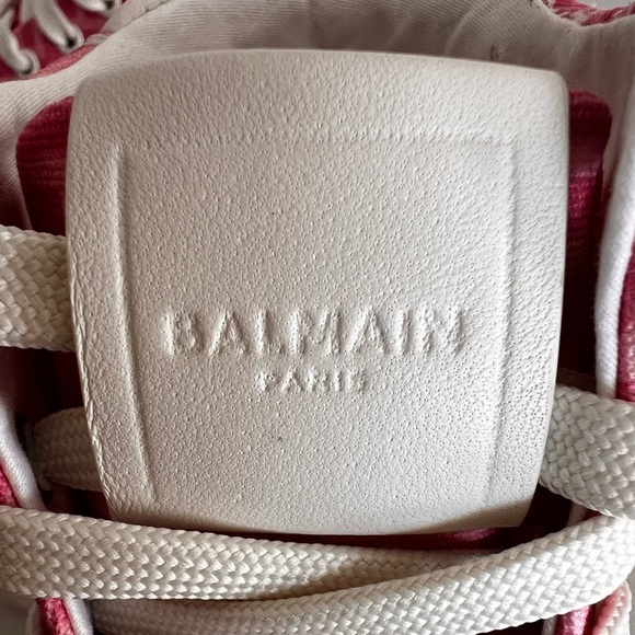 NIB Balmain X Barbie Pink Sneakers EU 40 US 10 Women’s High Top Lace Up B Court - Picture 6 of 10